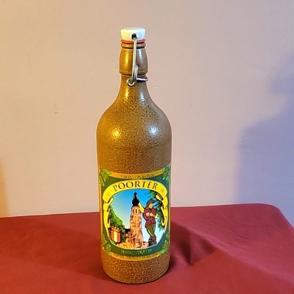 Poorter VTG Beer Bottle & Cap Hoogstraten 1 Pt 9.4 FI Oz Belgium Glazed 11 1/2" - Picture 1 of 8